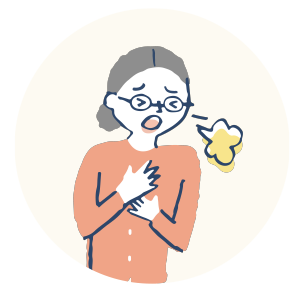 突然の動機や息苦しさを感じる人のイラスト